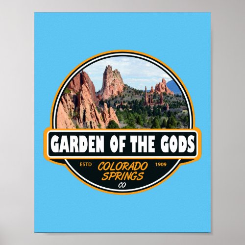 Garden of the Gods Colorado Springs Travel Emblem Poster
