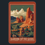 Garden of the Gods Colorado Springs Travel Vintage Magnet<br><div class="desc">Garden of the Gods vector design. Located at the base of Pikes Peak,  this National Natural Landmark and popular park features stunning geological formations,  rock climbing,  and nature trails.</div>
