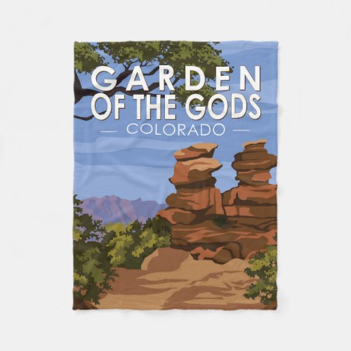 Garden of the Gods Colorado Vintage  Fleece Blanket