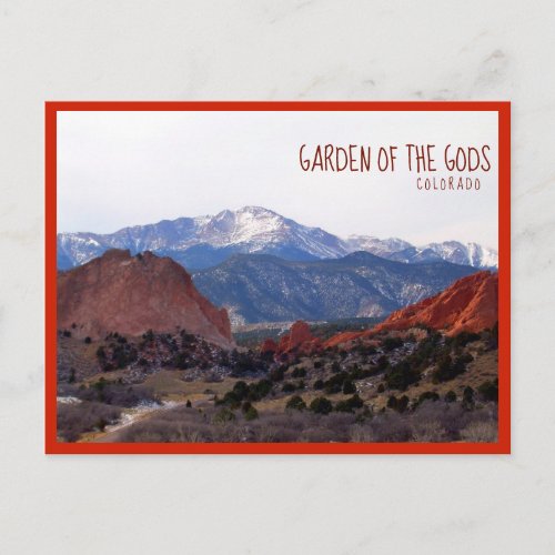 Garden of the Gods Colorado with text Postcard