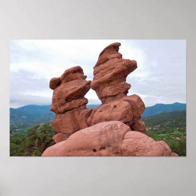 Garden of the Gods Landmark and Mountains Poster (Front)
