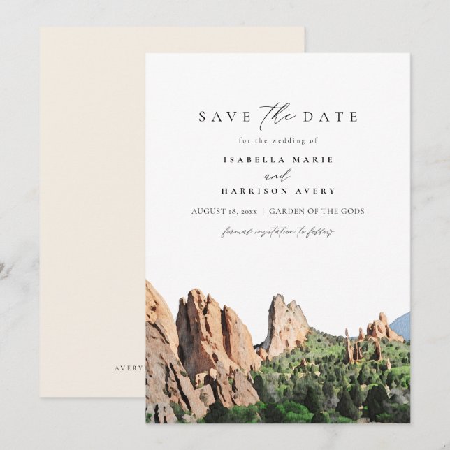 GARDEN OF THE GODS Skyline Travel Save the Date Invitation (Front/Back)