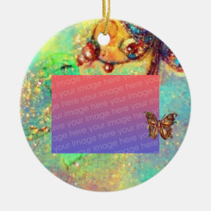 GARDEN OF THE LOST SHADOWS Blue Photo Template Ceramic Ornament