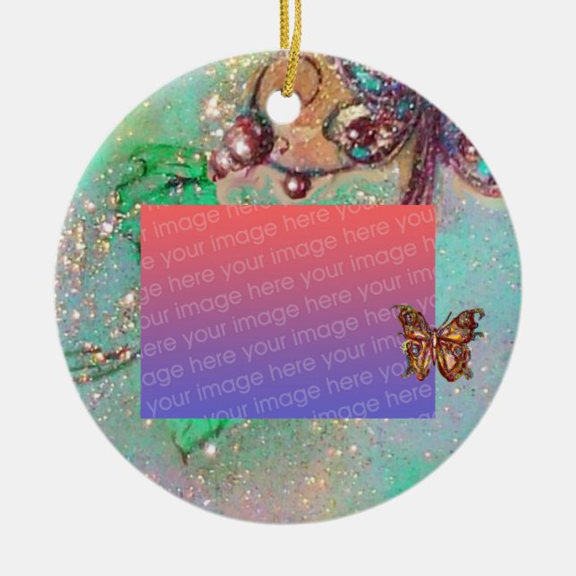 GARDEN OF THE LOST SHADOWS Blue Photo Template Ceramic Ornament (Front)