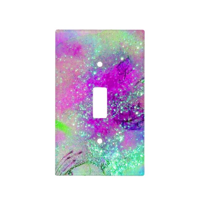 GARDEN OF THE LOST SHADOWS BLUE PURPLE PINK FLORAL LIGHT SWITCH COVER (Front)
