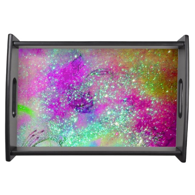 GARDEN OF THE LOST SHADOWS BLUE PURPLE PINK FLORAL SERVING TRAY (Front)