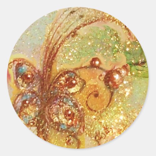 GARDEN OF THE LOST SHADOWS _BUTTERFLY PLANT CLASSIC ROUND STICKER