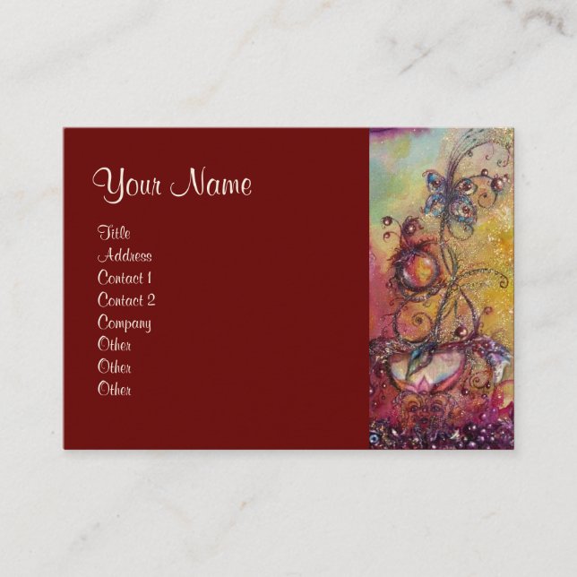 GARDEN OF THE LOST SHADOWS -BUTTERFLY PLANT,red Business Card (Front)