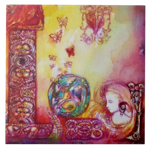 GARDEN OF THE LOST SHADOWS _FAERY AND BUTTERFLIES CERAMIC TILE