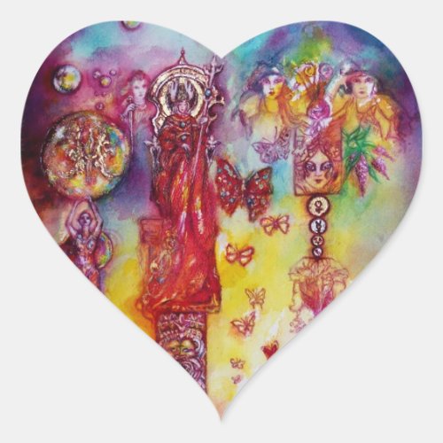 GARDEN OF THE LOST SHADOWS FAERY AND BUTTERFLIES HEART STICKER