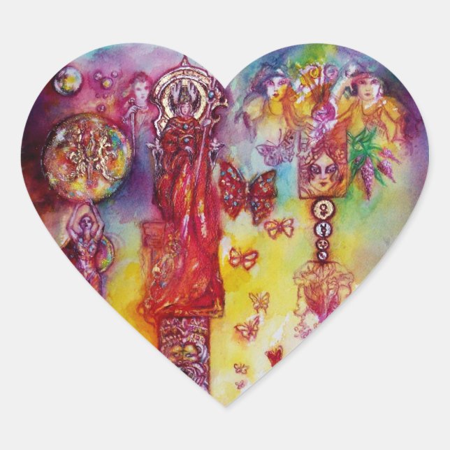 GARDEN OF THE LOST SHADOWS, FAERY AND BUTTERFLIES HEART STICKER (Front)
