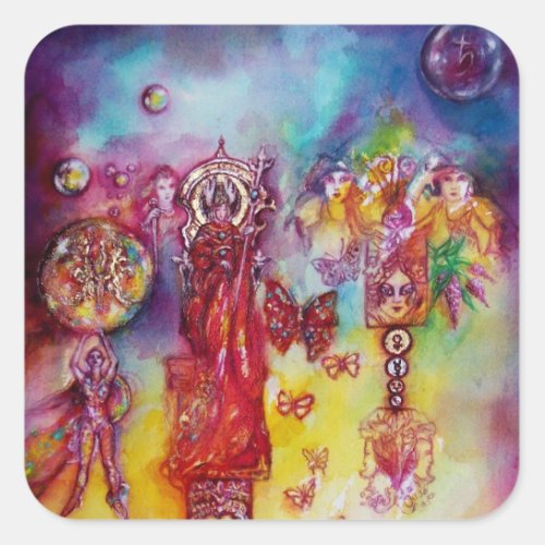 GARDEN OF THE LOST SHADOWS FAERY AND BUTTERFLIES SQUARE STICKER