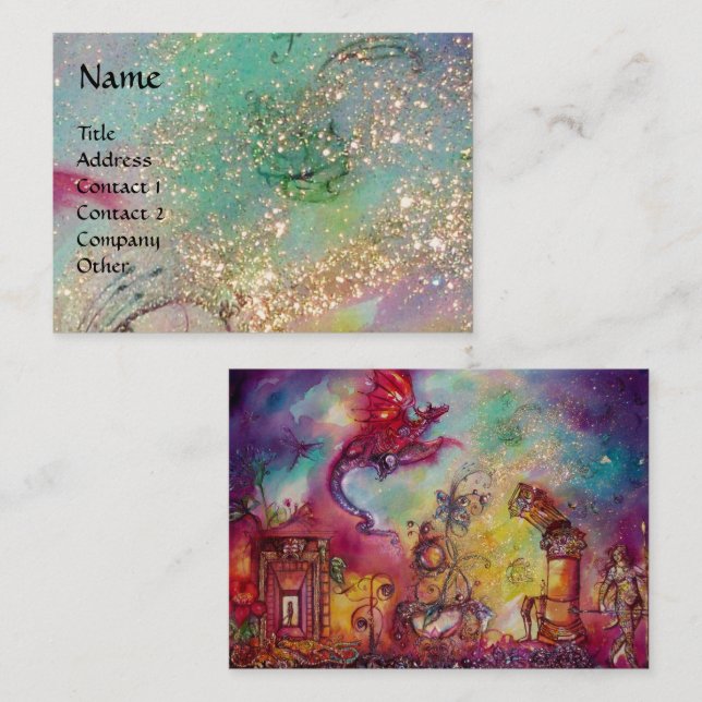 GARDEN OF THE LOST SHADOWS ,FLYING RED DRAGON Blue Business Card (Front/Back)