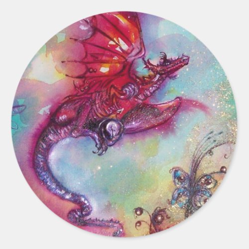 GARDEN OF THE LOST SHADOWS _ FLYING RED DRAGON CLASSIC ROUND STICKER