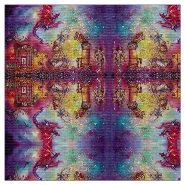 GARDEN OF THE LOST SHADOWS / FLYING RED DRAGON FABRIC (Swatch)