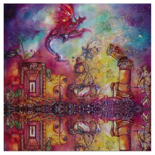 GARDEN OF THE LOST SHADOWS  FLYING RED DRAGON FABRIC