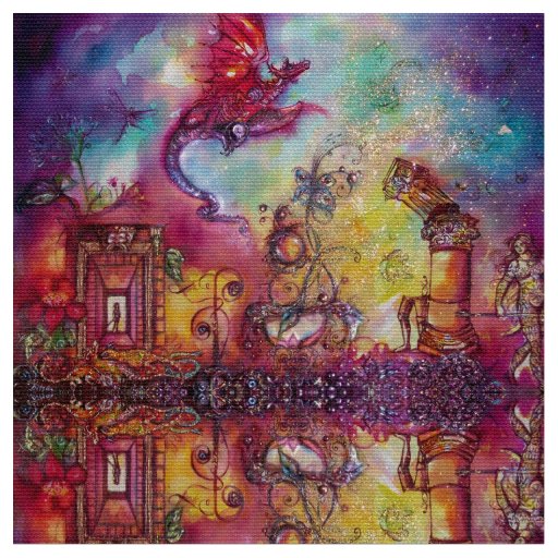 GARDEN OF THE LOST SHADOWS / FLYING RED DRAGON FABRIC