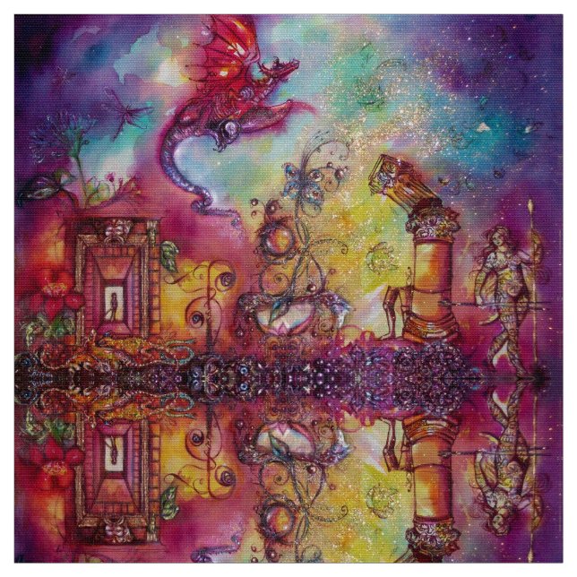 GARDEN OF THE LOST SHADOWS / FLYING RED DRAGON FABRIC (Swatch)