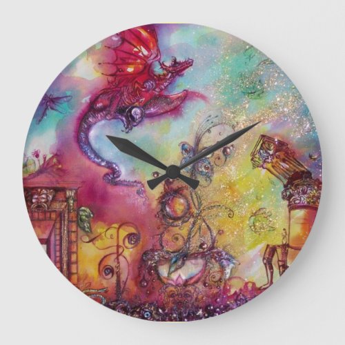 GARDEN OF THE LOST SHADOWS  FLYING RED DRAGON LARGE CLOCK