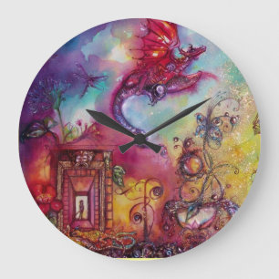 GARDEN OF THE LOST SHADOWS / FLYING RED DRAGON LARGE CLOCK