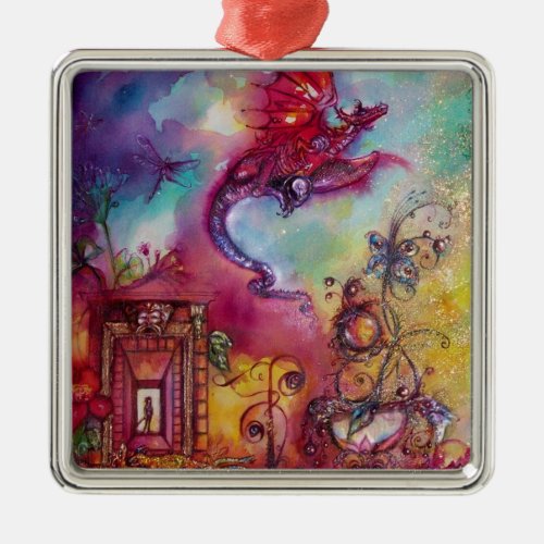 GARDEN OF THE LOST SHADOWS_ FLYING RED DRAGON METAL ORNAMENT