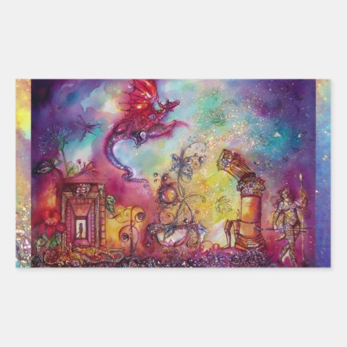 GARDEN OF THE LOST SHADOWS  FLYING RED DRAGON RECTANGULAR STICKER