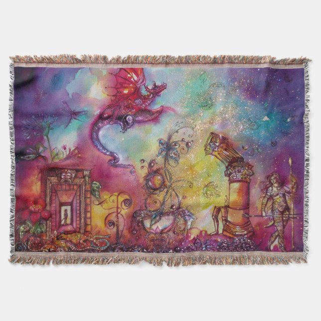 GARDEN OF THE LOST SHADOWS /FLYING RED DRAGON THROW BLANKET (Front)