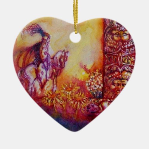 GARDEN OF THE LOST SHADOWS_ KNIGHT AND FAIRY Heart Ceramic Ornament