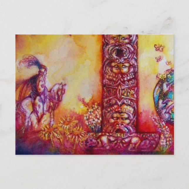 GARDEN OF THE LOST SHADOWS,KNIGHT AND HORSE POSTCARD (Front)