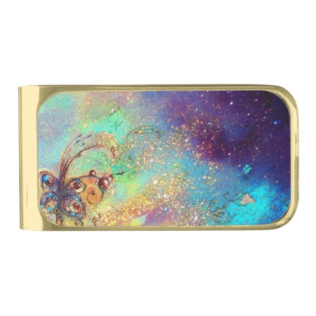 GARDEN OF THE LOST SHADOWS -MAGIC BUTTERFLY PLANT GOLD FINISH MONEY CLIP (Front)