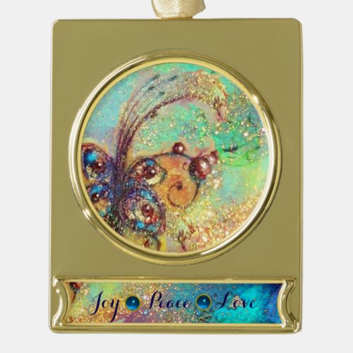 GARDEN OF THE LOST SHADOWS _MAGIC BUTTERFLY PLANT GOLD PLATED BANNER ORNAMENT