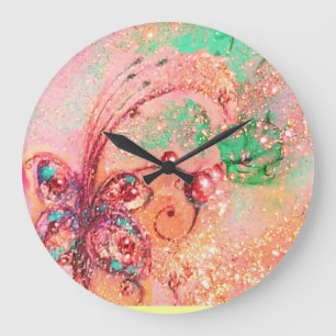 GARDEN OF THE LOST SHADOWS,MAGIC BUTTERFLY PLANT LARGE CLOCK