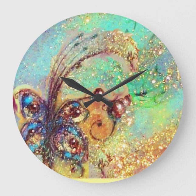 GARDEN OF THE LOST SHADOWS,MAGIC BUTTERFLY PLANT LARGE CLOCK (Front)