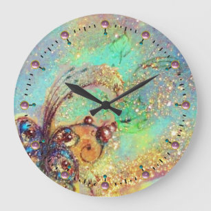 GARDEN OF THE LOST SHADOWS,MAGIC BUTTERFLY PLANT LARGE CLOCK