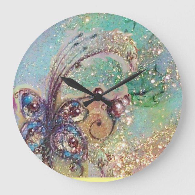 GARDEN OF THE LOST SHADOWS,MAGIC BUTTERFLY PLANT LARGE CLOCK (Front)