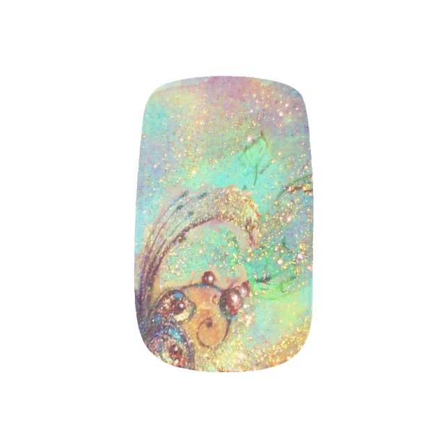 GARDEN OF THE LOST SHADOWS MAGIC BUTTERFLY PLANT MINX NAIL ART (Left Thumb)
