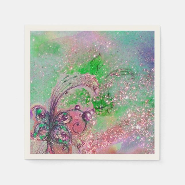 GARDEN OF THE LOST SHADOWS MAGIC BUTTERFLY PLANT PAPER NAPKINS (Front)
