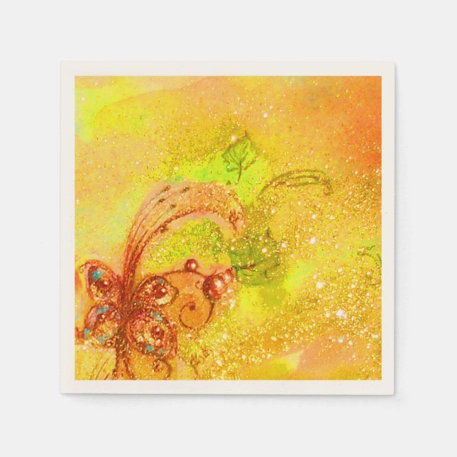 GARDEN OF THE LOST SHADOWS MAGIC BUTTERFLY PLANT PAPER NAPKINS (Front)