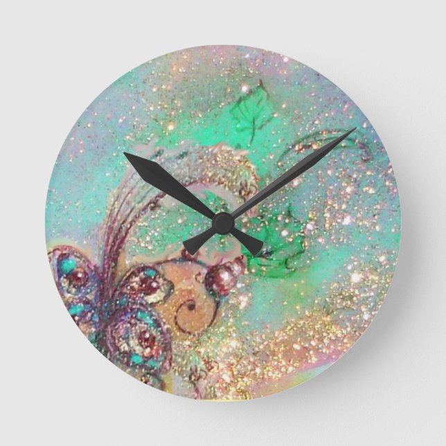 GARDEN OF THE LOST SHADOWS,MAGIC BUTTERFLY PLANT ROUND CLOCK (Front)