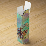 GARDEN OF THE LOST SHADOWS MAGIC BUTTERFLY PLANT WINE BOX<br><div class="desc">Elegant, colorful, whimsical monogram design, vibrant magical beauty, sparkling fantasy flowers in bright aqua blue, turquoise , teal green , orange yellow colors, gold sparkles. Mixed media painting with golden and silver foil .The theme concerns archetypes and medieval alchemic symbolism .This is a distilled vision from occidental and oriental collective...</div>