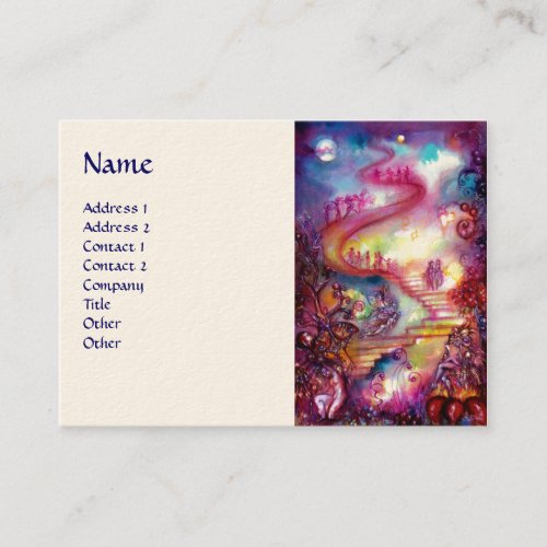 GARDEN OF THE LOST SHADOWS  MAGIC STAIRS pink red Business Card