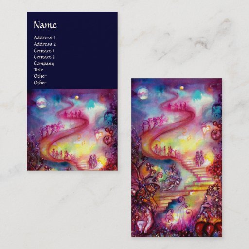 Customizable GARDEN OF THE LOST SHADOWS / MAGIC STAIRS pink red Business Card