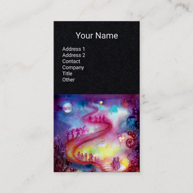 GARDEN OF THE LOST SHADOWS,MAGIC STAIRS Red Black Business Card (Front)