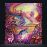 GARDEN OF THE LOST SHADOWS -MYSTIC STAIRS BINDER<br><div class="desc">Surreal , colourful, whimsical, fantastic mixed media painting in gold sparkles, blue, green, red, pink, yellow, teal, purple colors with golden and silver foil, The theme concerns archetypes and medieval alchemic symbolism . This is a distilled vision from occidental and oriental collective imaginary searching remote images from the deep in...</div>