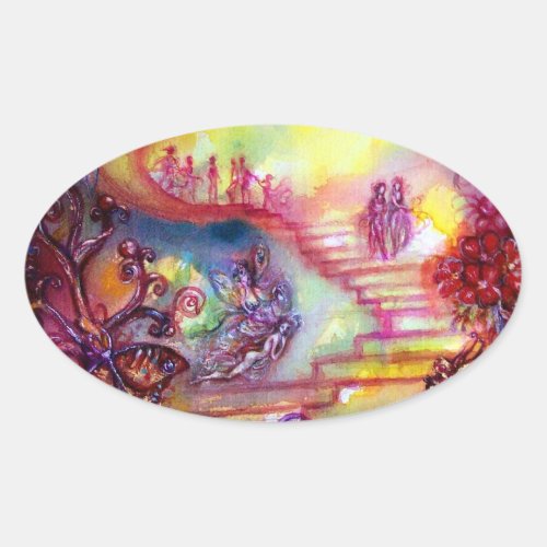 GARDEN OF THE LOST SHADOWS  MYSTIC STAIRS OVAL STICKER