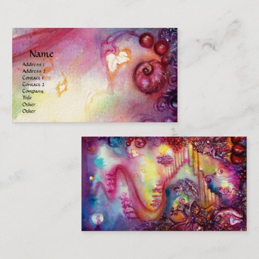 Customizable GARDEN OF THE LOST SHADOWS ,MYSTIC STAIRS pink red Business Card