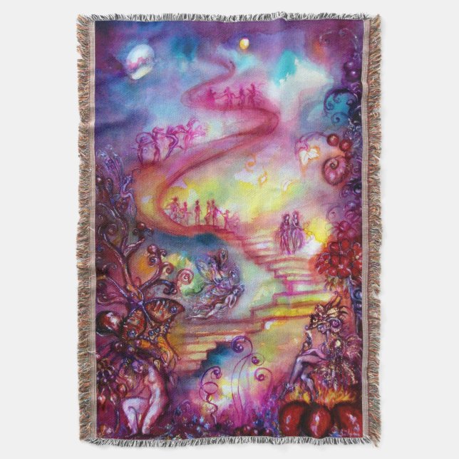 GARDEN OF THE LOST SHADOWS / MYSTIC STAIRS THROW BLANKET (Front Vertical)