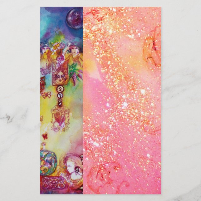 GARDEN OF THE LOST SHADOWS ,pink gold sparkles Stationery (Front)