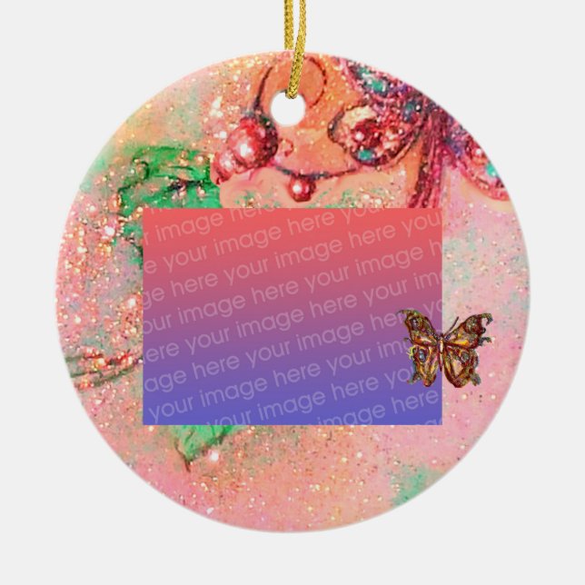 GARDEN OF THE LOST SHADOWS Pink Photo Template Ceramic Ornament (Front)