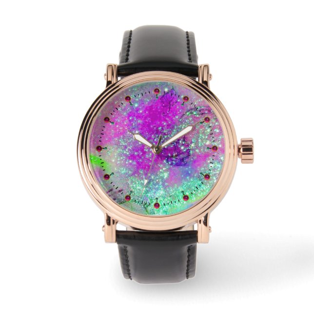 GARDEN OF THE LOST SHADOWS - Pink Purple Aqua Blue Watch (Front)